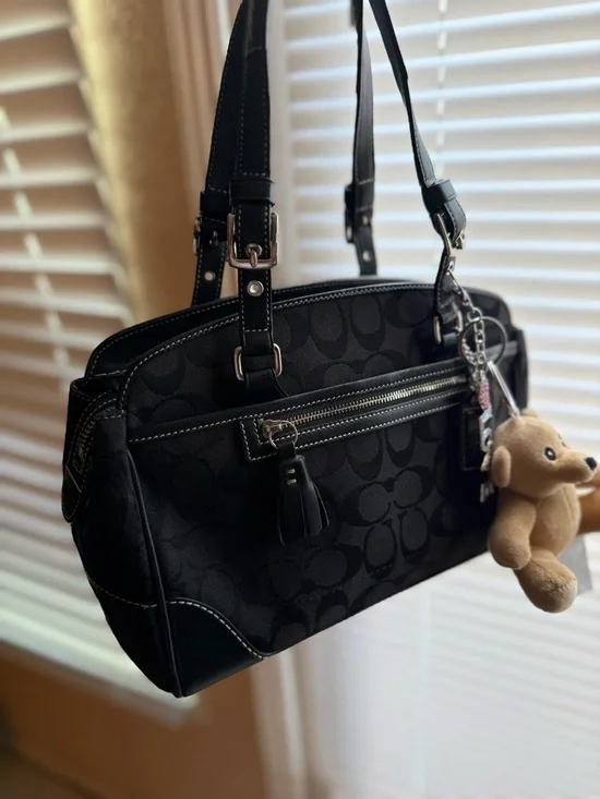 Coach Black Signature Satchel (or Boston Bag - Picture 12 of 12